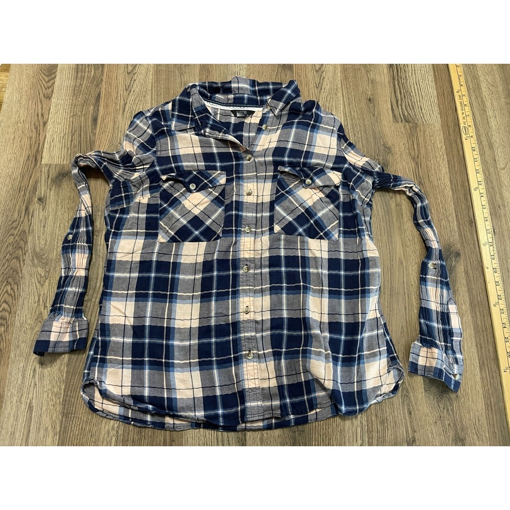 F&F Shirt, Women's Size 14, Blue Pink, Plaid, Button Up, Long Sleeve